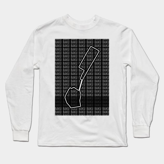 Baku - F1 Circuit - Black and White Long Sleeve T-Shirt by GreazyL